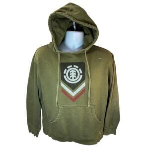 Element Vintage Skater Graphic Hooded Sweatshirt Mens Medium Army Green Hoodie